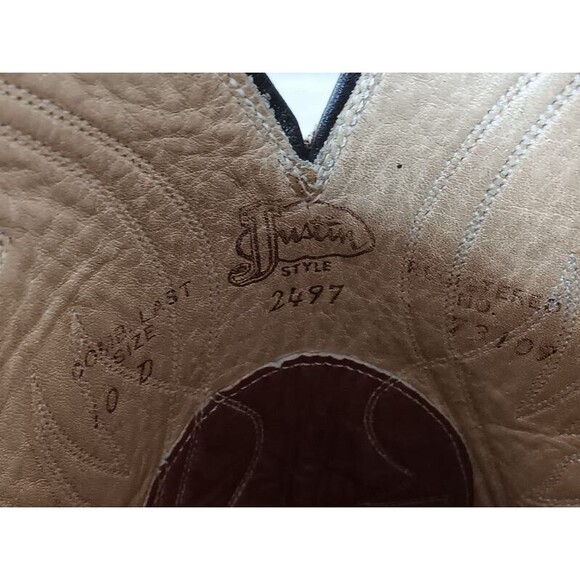Justin 2497 Men's 10D Brown Leather Western Cowboy Boots USA Made Classic Rodeo - Picture 10 of 10